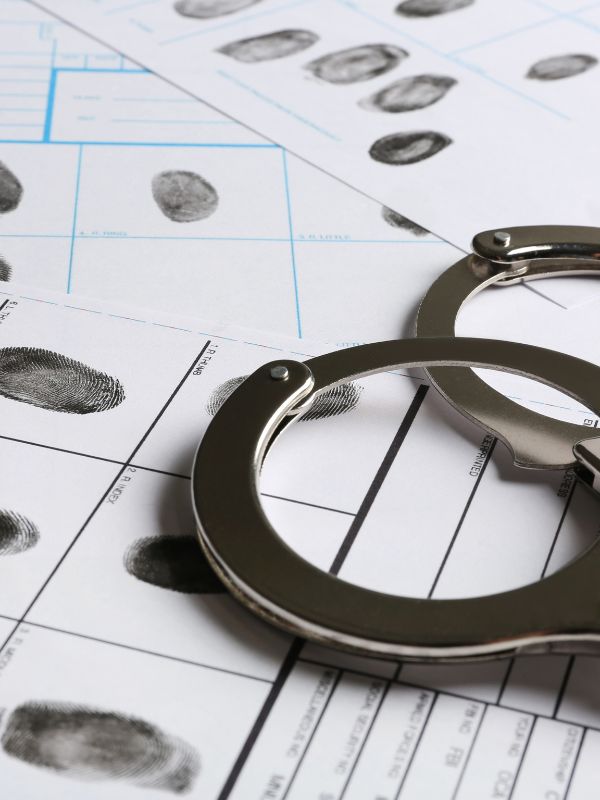 handcuffs and fingerprints a set of handcuffs and fingerprints